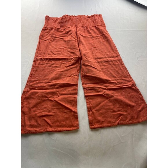 kate quinn Other - Kate Quinn Wide Rib Lounge Comfy Stretchy Pants Medium Orange Cropped Smocked